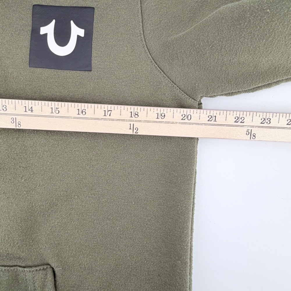 True Religion Zip Hoodie Womens Medium Olive Green HS Taping Logo Sweatshirt - Picture 8 of 10